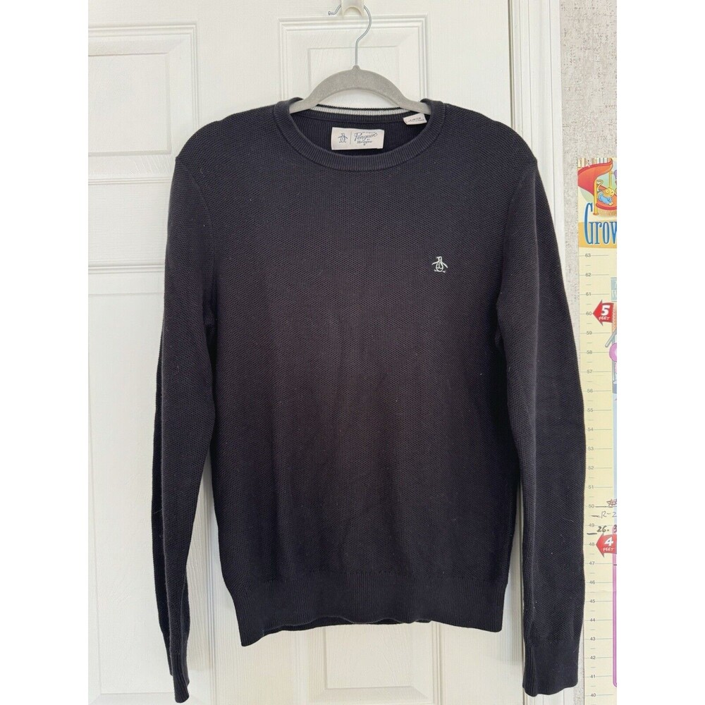 Penquin Mens Small Dark Grey Cotton Sweater